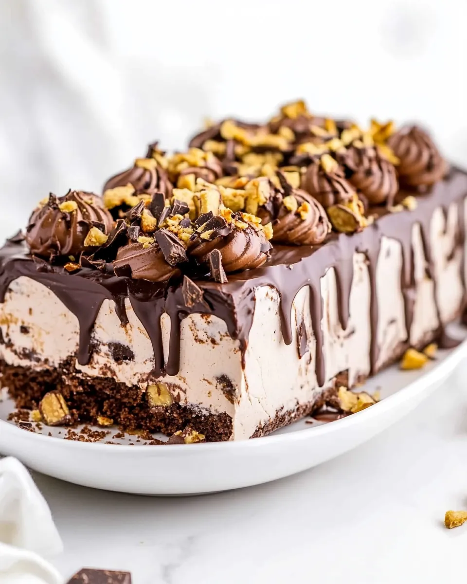 Sweet Fudgy Chocolate Peanut Butter Cup Icebox Cake shot