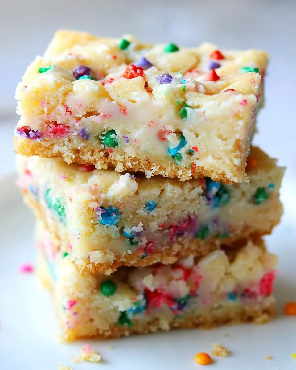 Classic Funfetti Cheesecake Sugar Cookie Bars Recipe shot