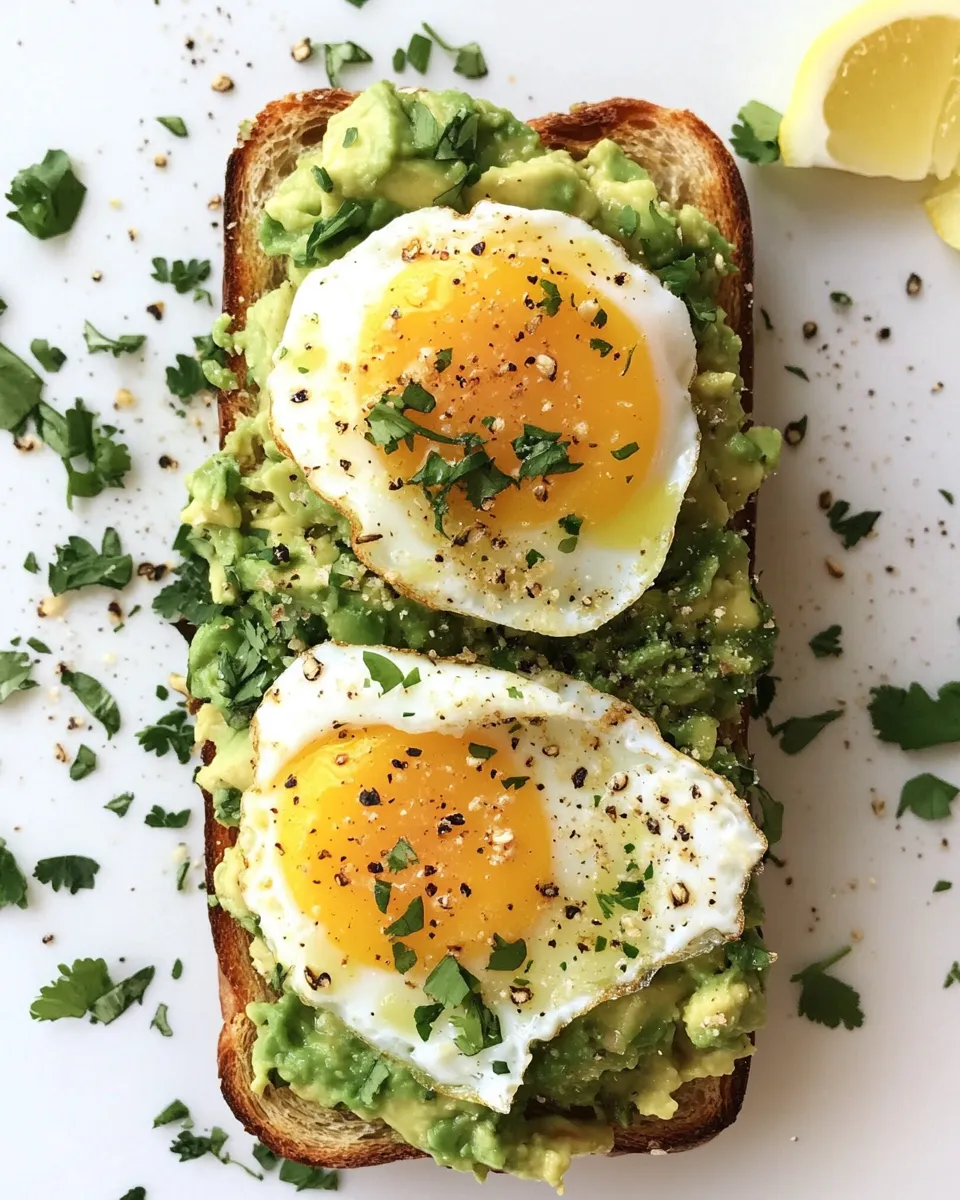 Delicious Garlic Avocado Toast With Sous Vide Egg Poached Perfectly dish photo