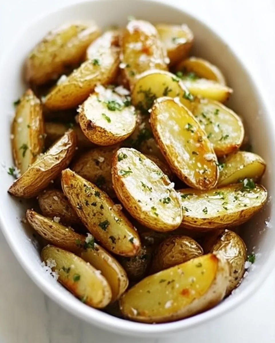 Delicious Garlic Butter Roasted Fingerling Potatoes shot