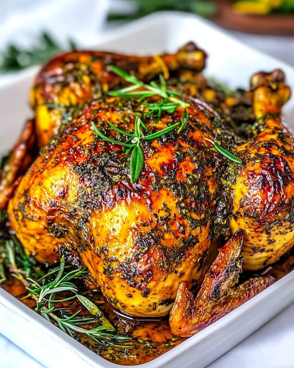 Delicious Garlic Herb Butter Roasted Chicken image