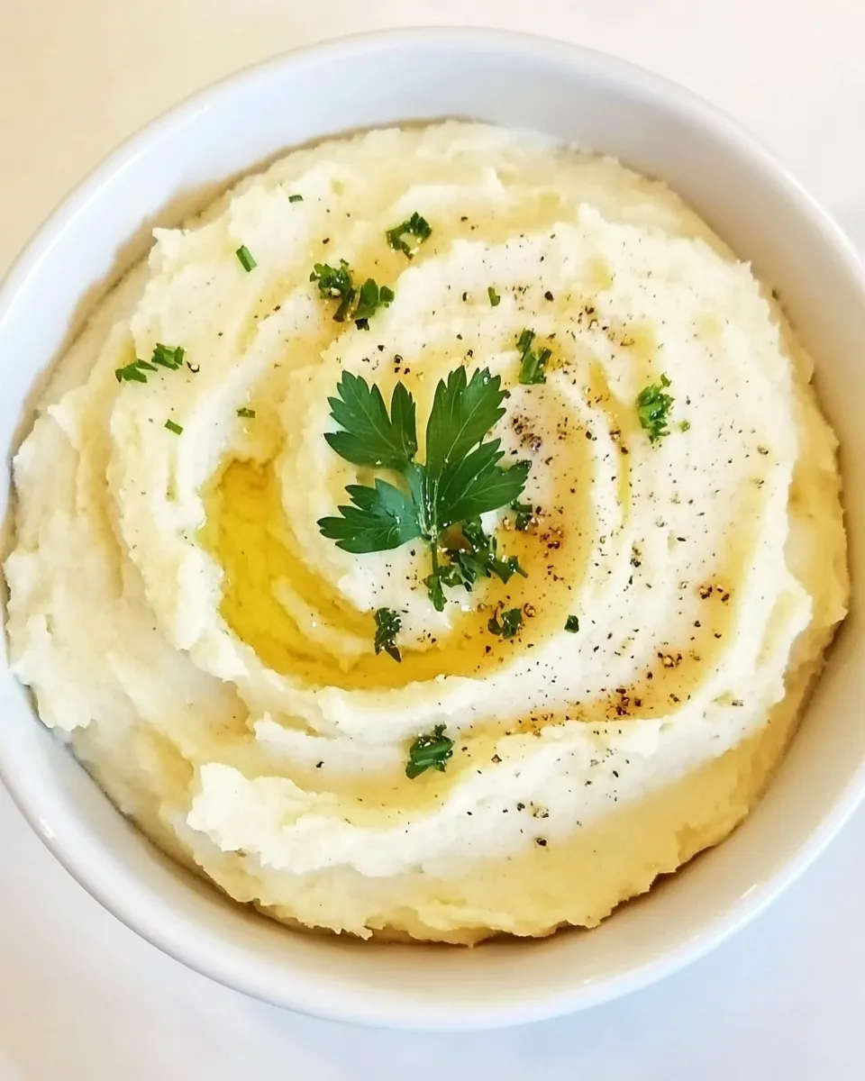 Easy Garlic Mashed Cauliflower shot