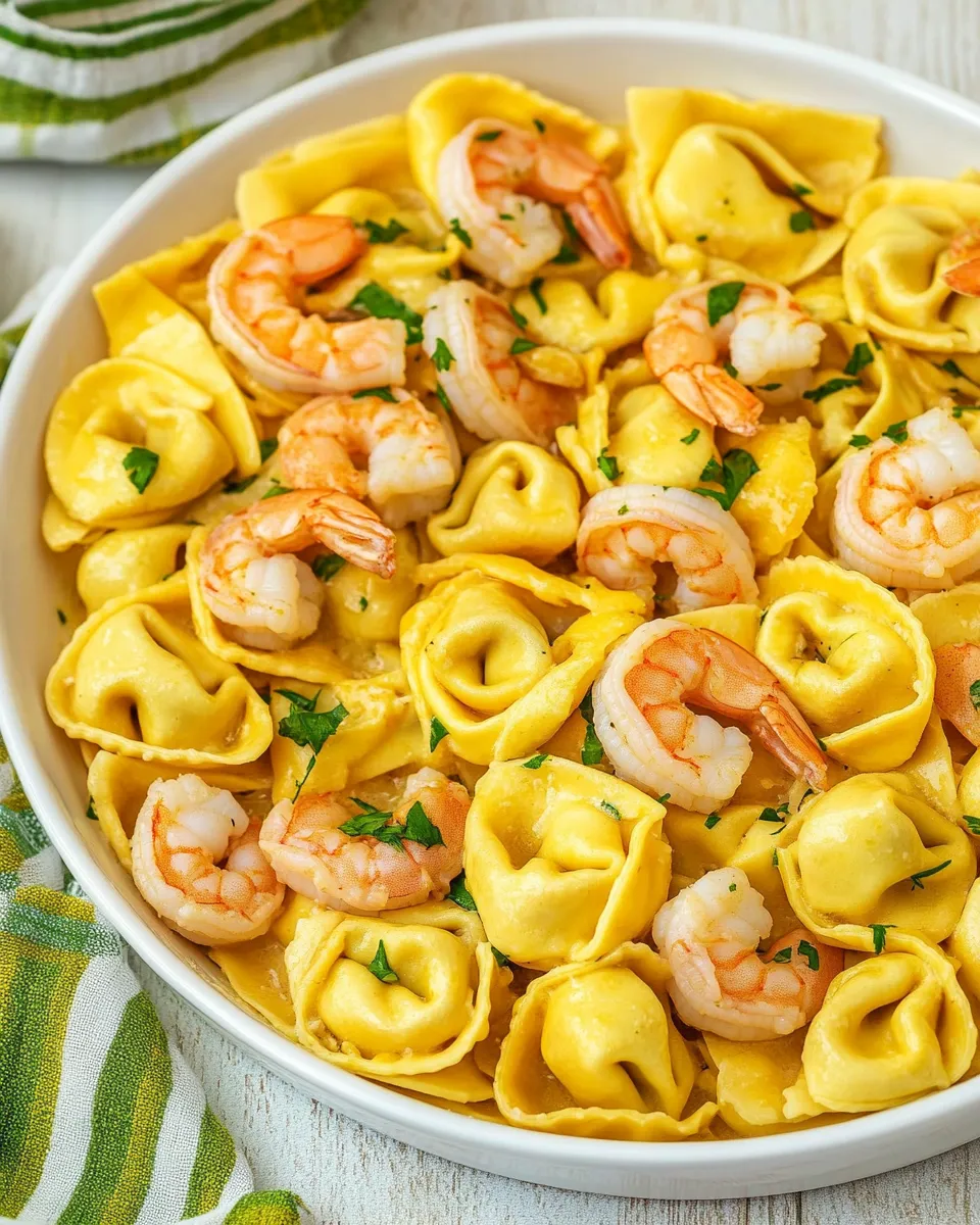 Delicious Garlic Shrimp Tortellini shot