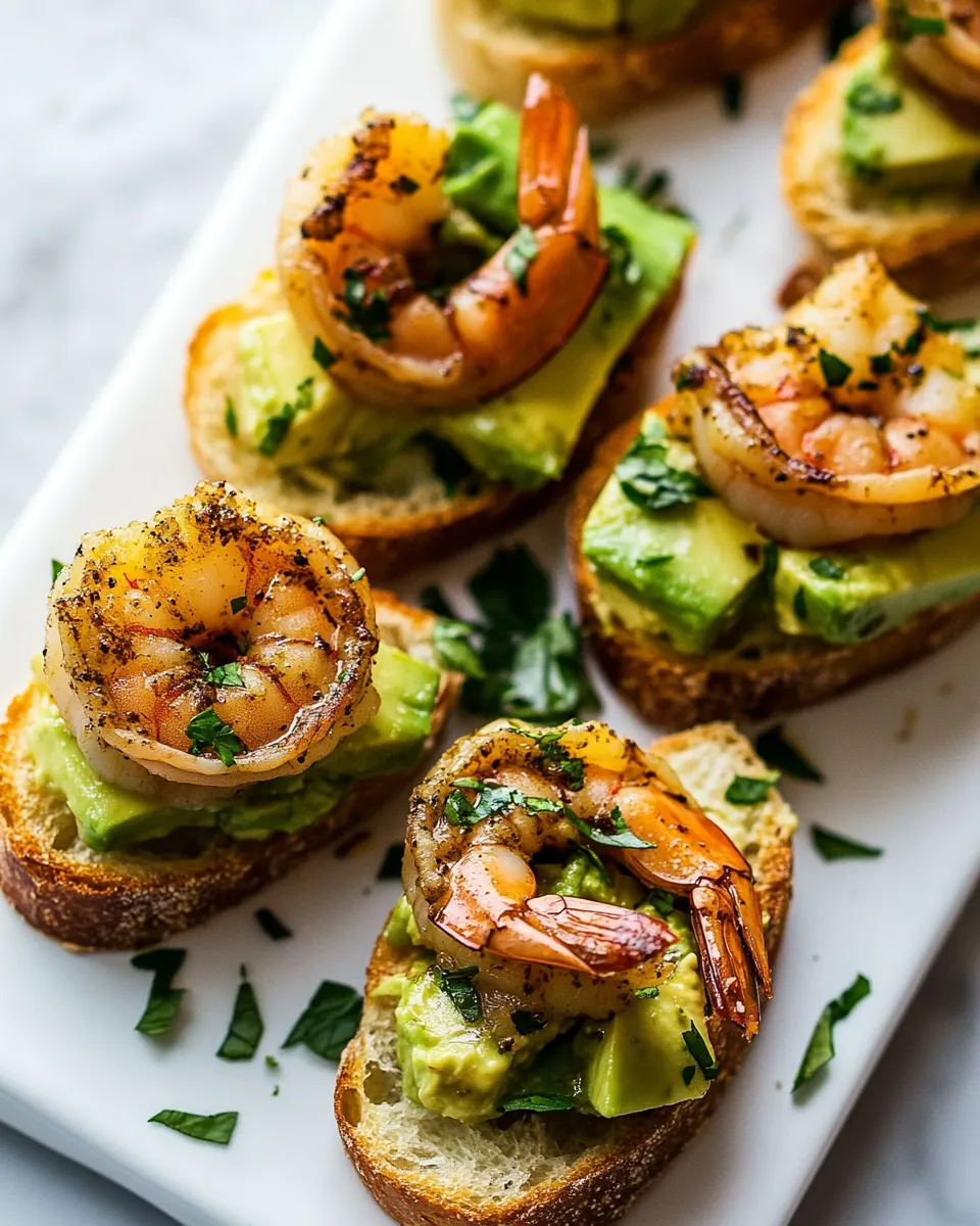 Classic Garlic Shrimp and Avocado Crostini image