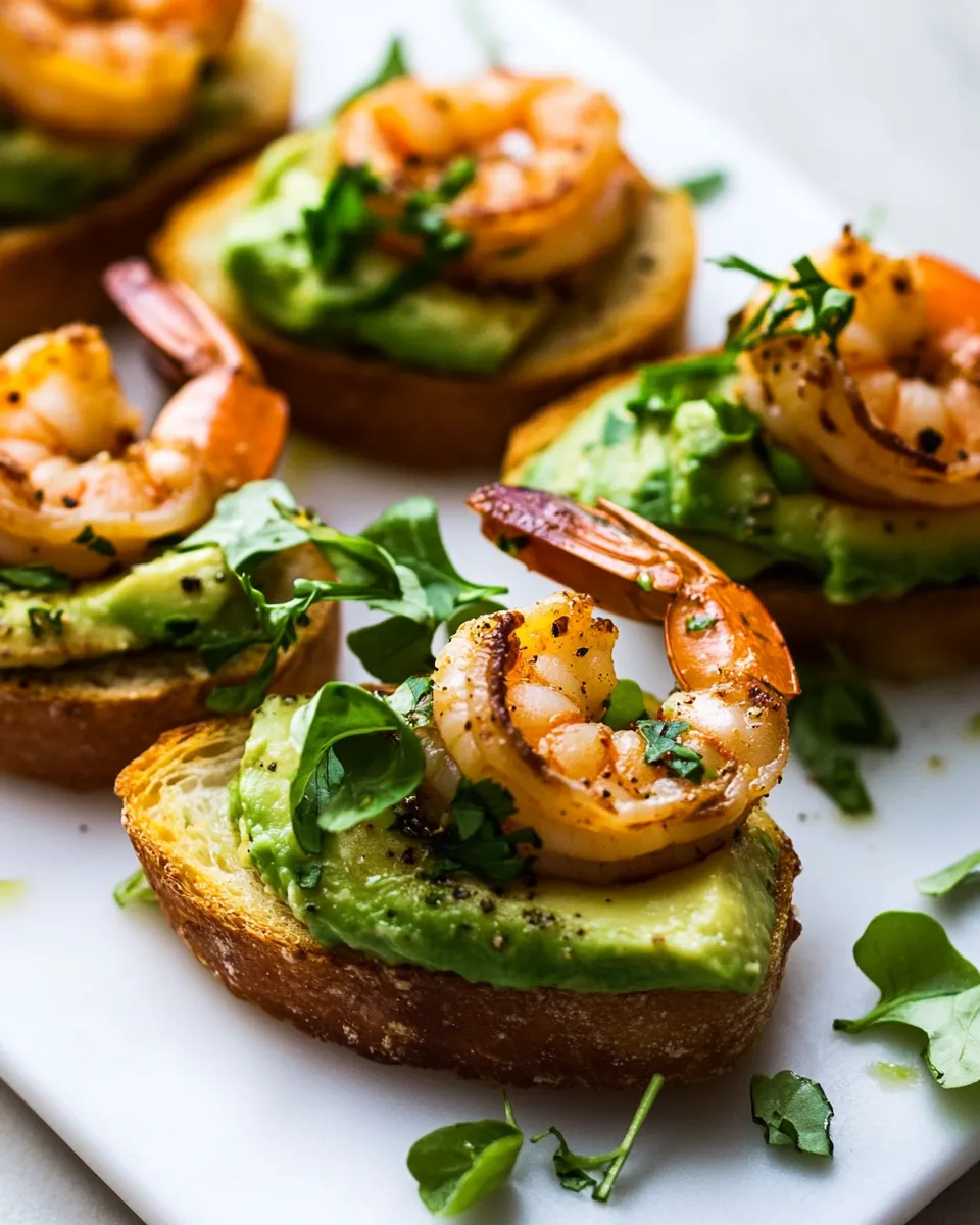 Easy Garlic Shrimp and Avocado Crostini recipe photo