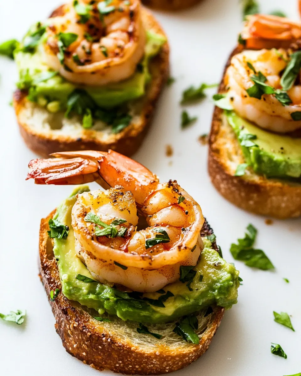 Delicious Garlic Shrimp and Avocado Crostini shot