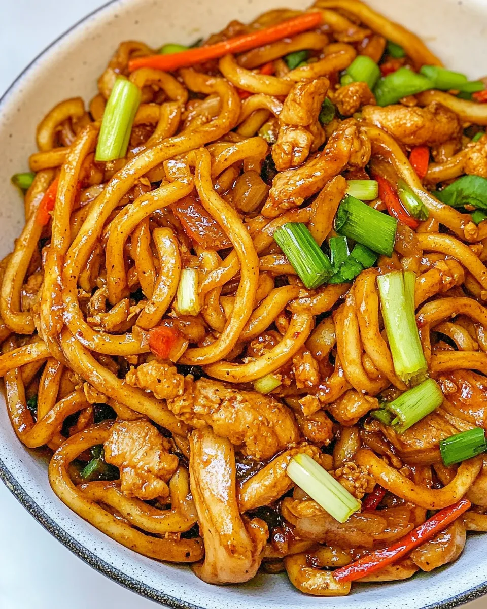 Delicious Ginger Chicken Udon Noodles shot