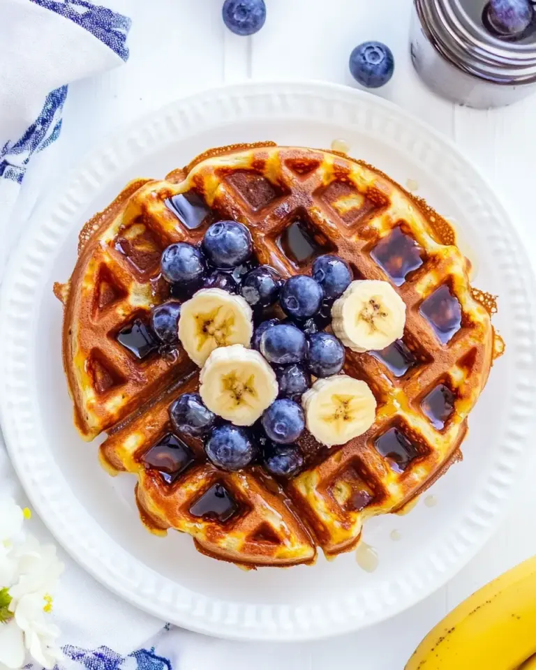 Homemade Gluten Free Banana Cottage Cheese Waffles photo