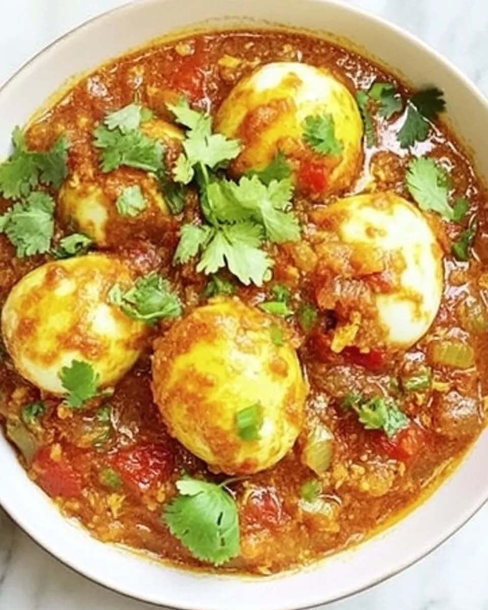 Delicious Golden Egg Curry shot