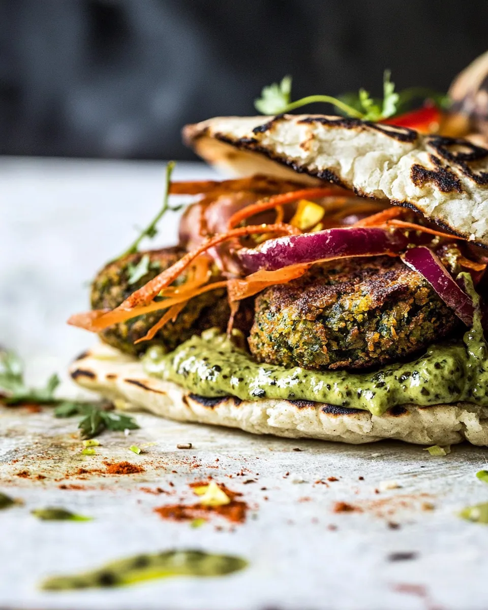Simple Greek Falafel Melts with Green Tahini Special Sauce. photo