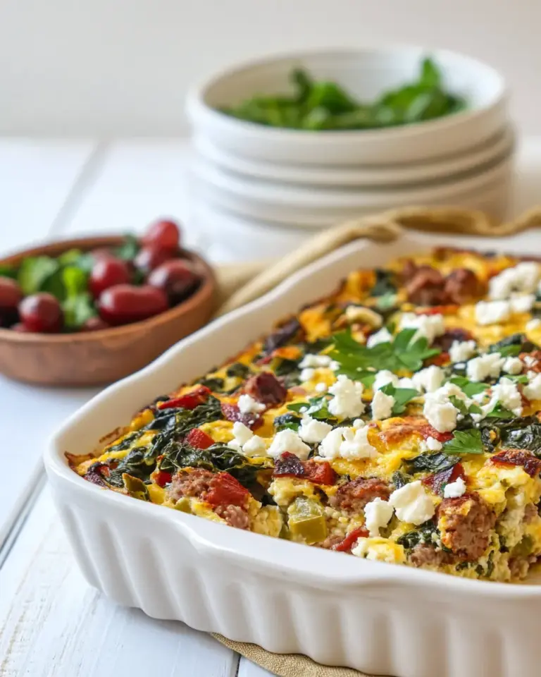 Easy Greek Sausage Breakfast Casserole with Spinach and Feta (Keto) photo