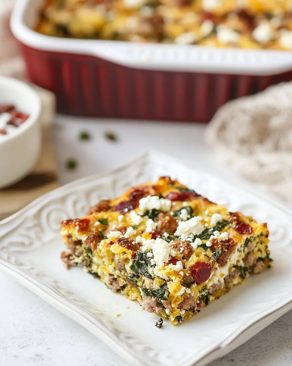 Healthy Greek Sausage Breakfast Casserole with Spinach and Feta (Keto) recipe photo
