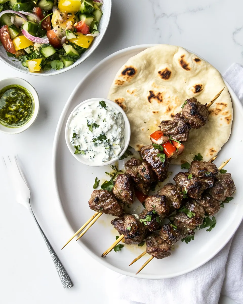 Classic Greek lamb souvlaki and easy homemade pita image