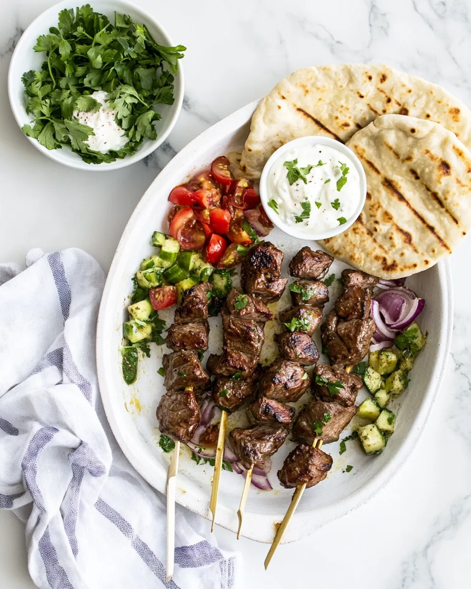 Easy Greek lamb souvlaki and easy homemade pita recipe photo