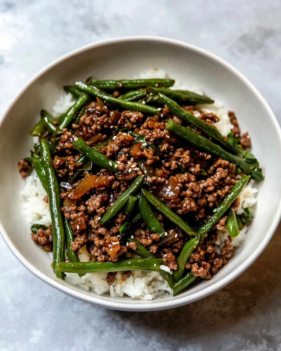 Delicious Green Bean and Ground Beef Stir Fry recipe photo
