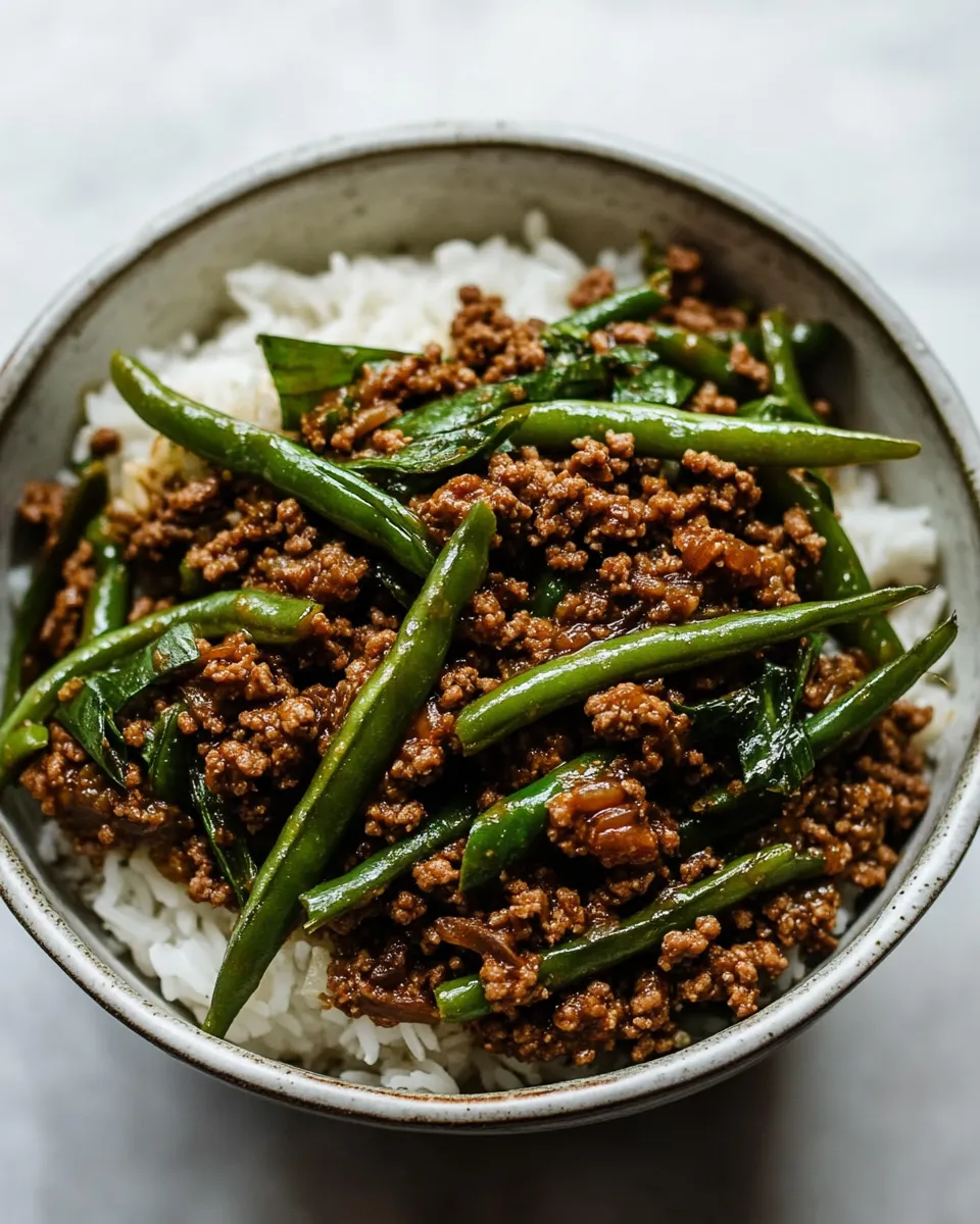 Healthy Green Bean and Ground Beef Stir Fry shot
