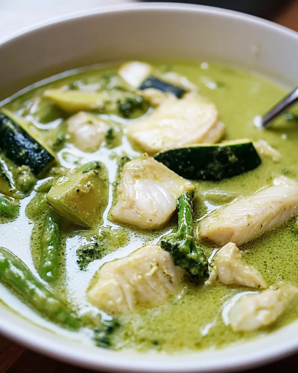 Delicious Green Fish Curry dish photo