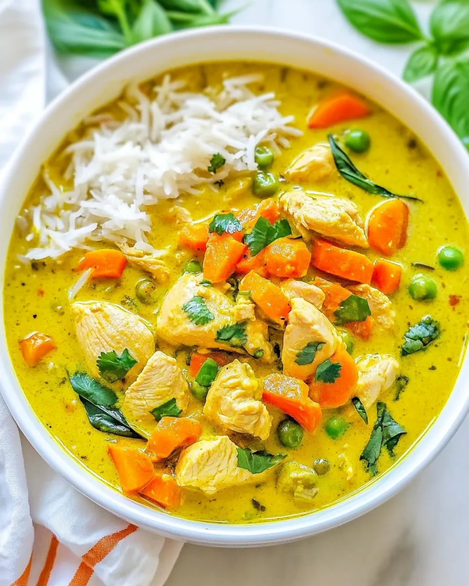 Delicious Green Thai Chicken Coconut Curry shot