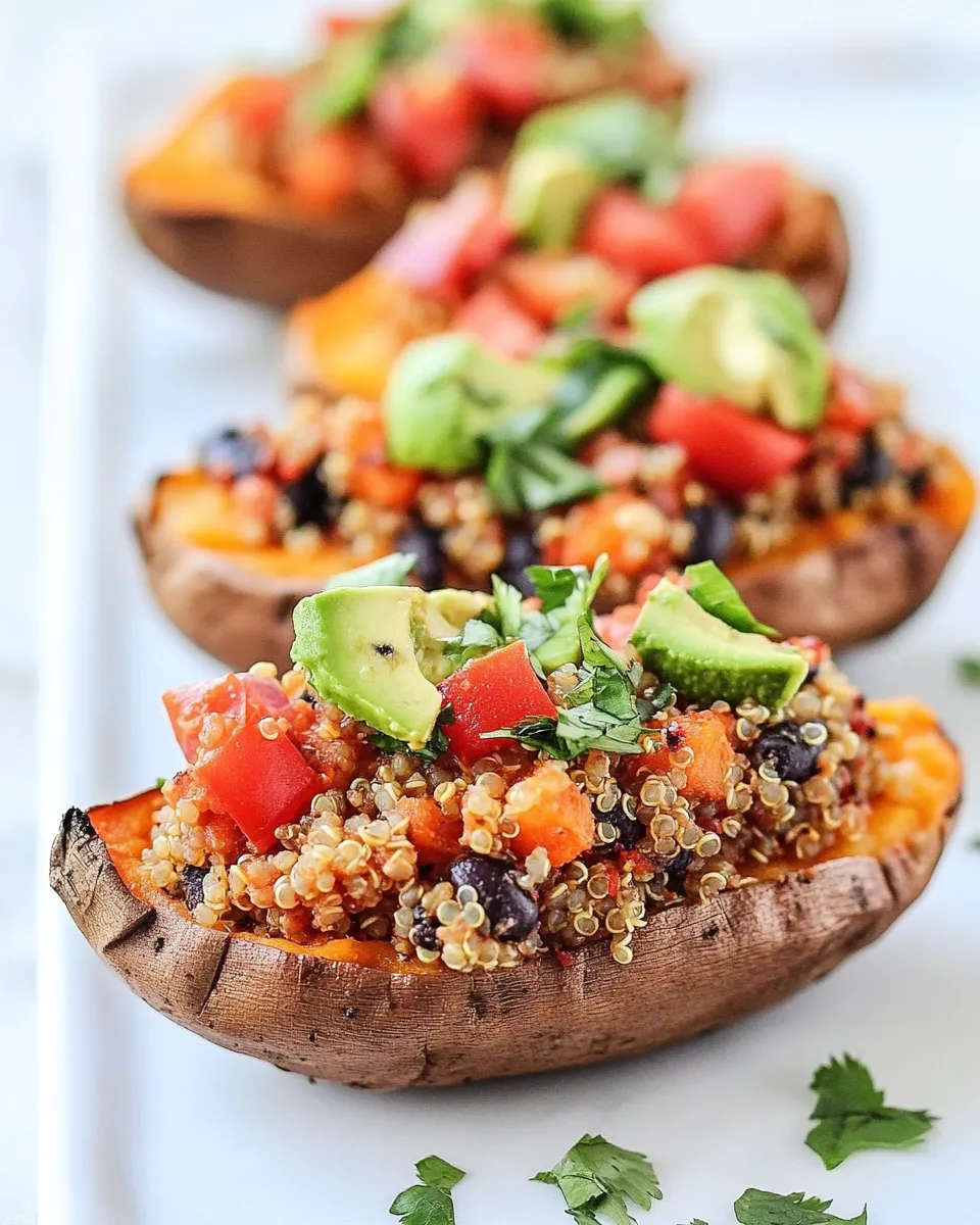 Easy Grilled Tex-Mex Quinoa Stuffed Sweet Potatoes Skins recipe photo