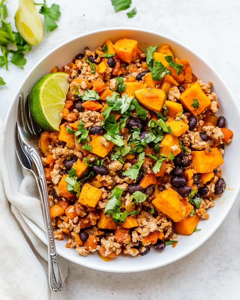 Easy Ground Turkey Skillet with Sweet Potatoes and Black Bean photo