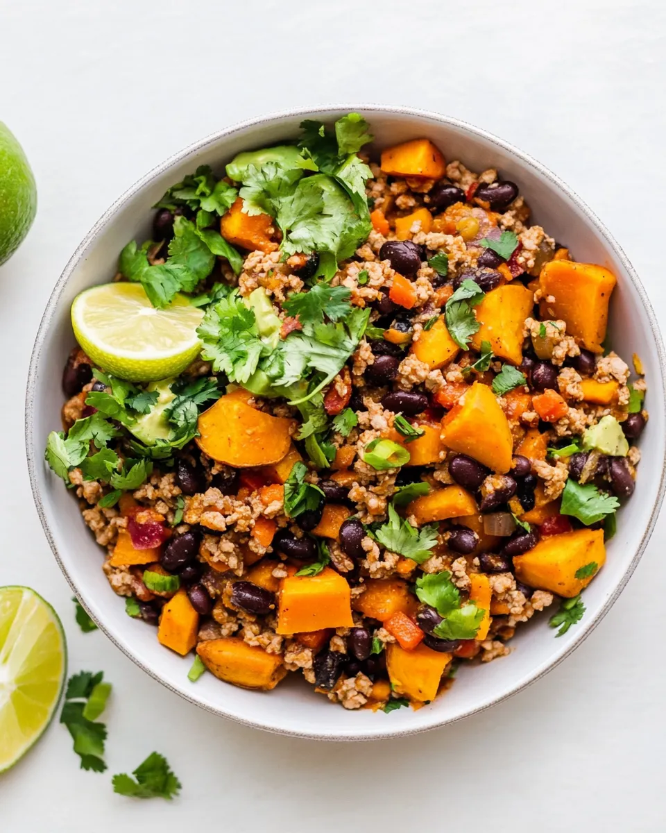 Delicious Ground Turkey Skillet with Sweet Potatoes and Black Bean image