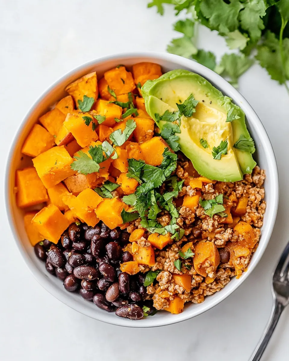 Healthy Ground Turkey Skillet with Sweet Potatoes and Black Bean recipe photo