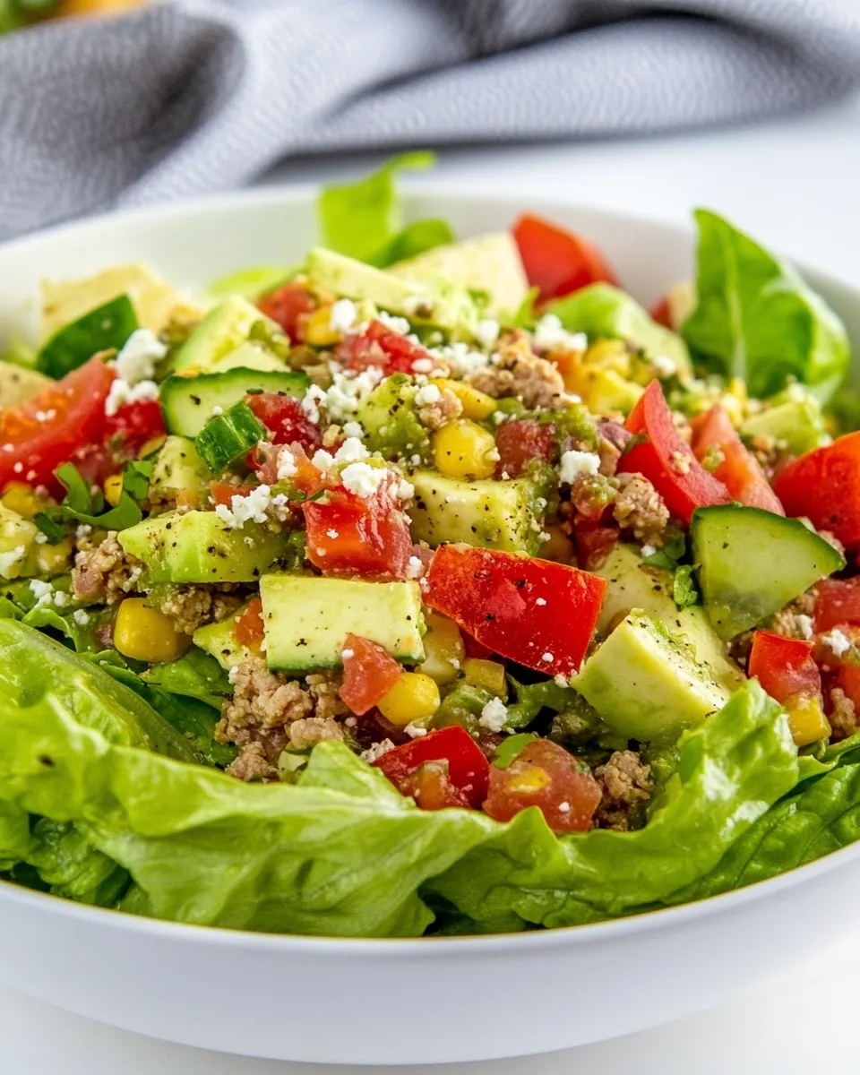 Delicious Ground Turkey Taco Salad with Salsa Verde image