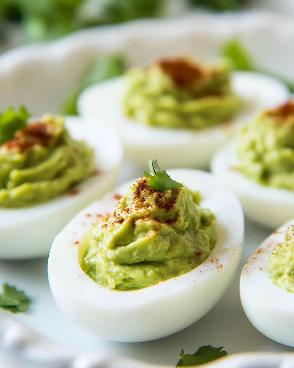Easy Guacamole Stuffed Eggs Recipe shot