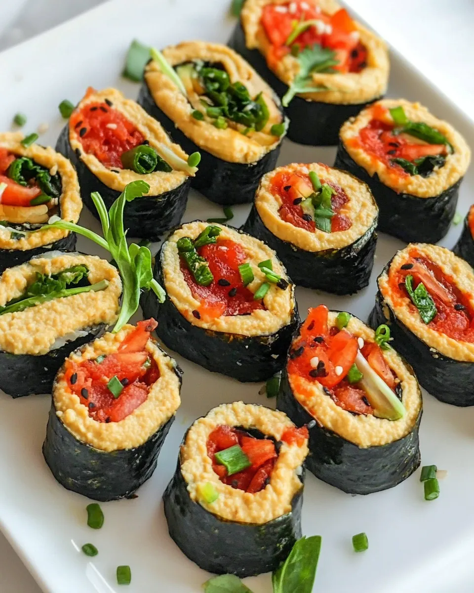 Homemade Harissa Hummus Nori Rolls photo