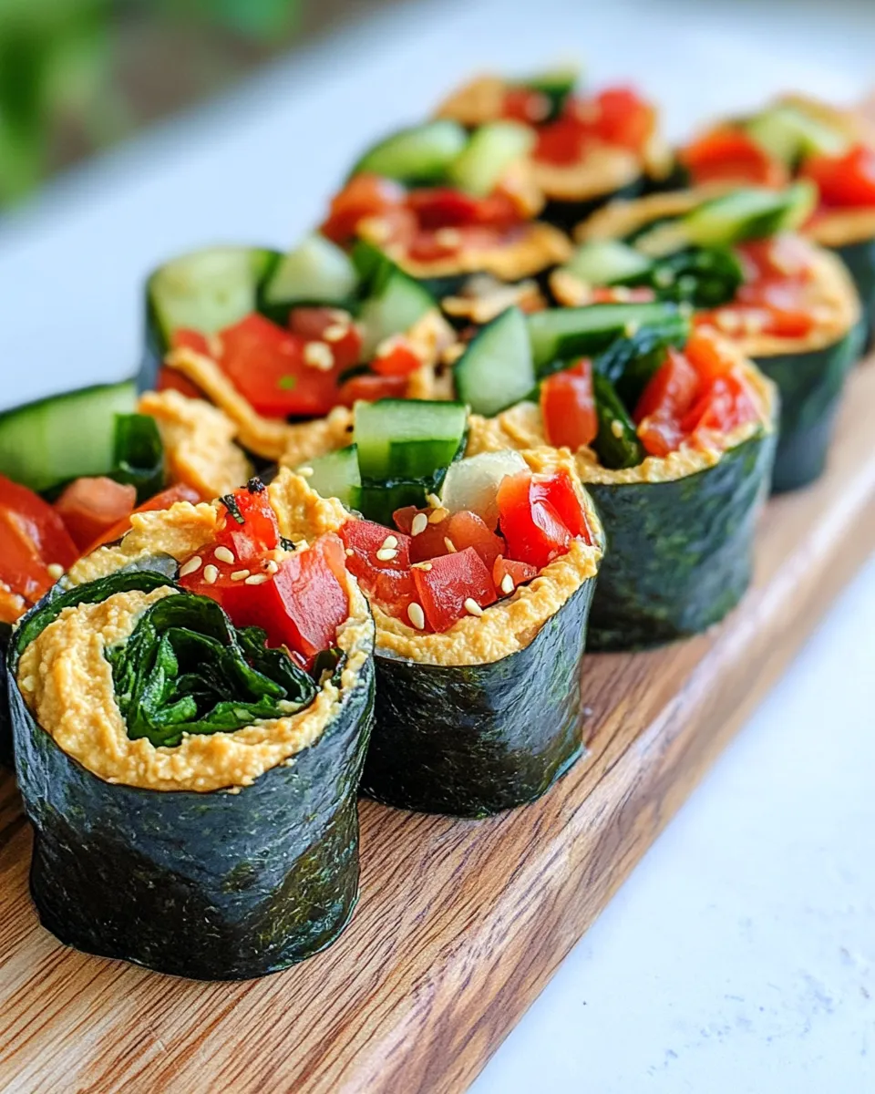 Delicious Harissa Hummus Nori Rolls shot