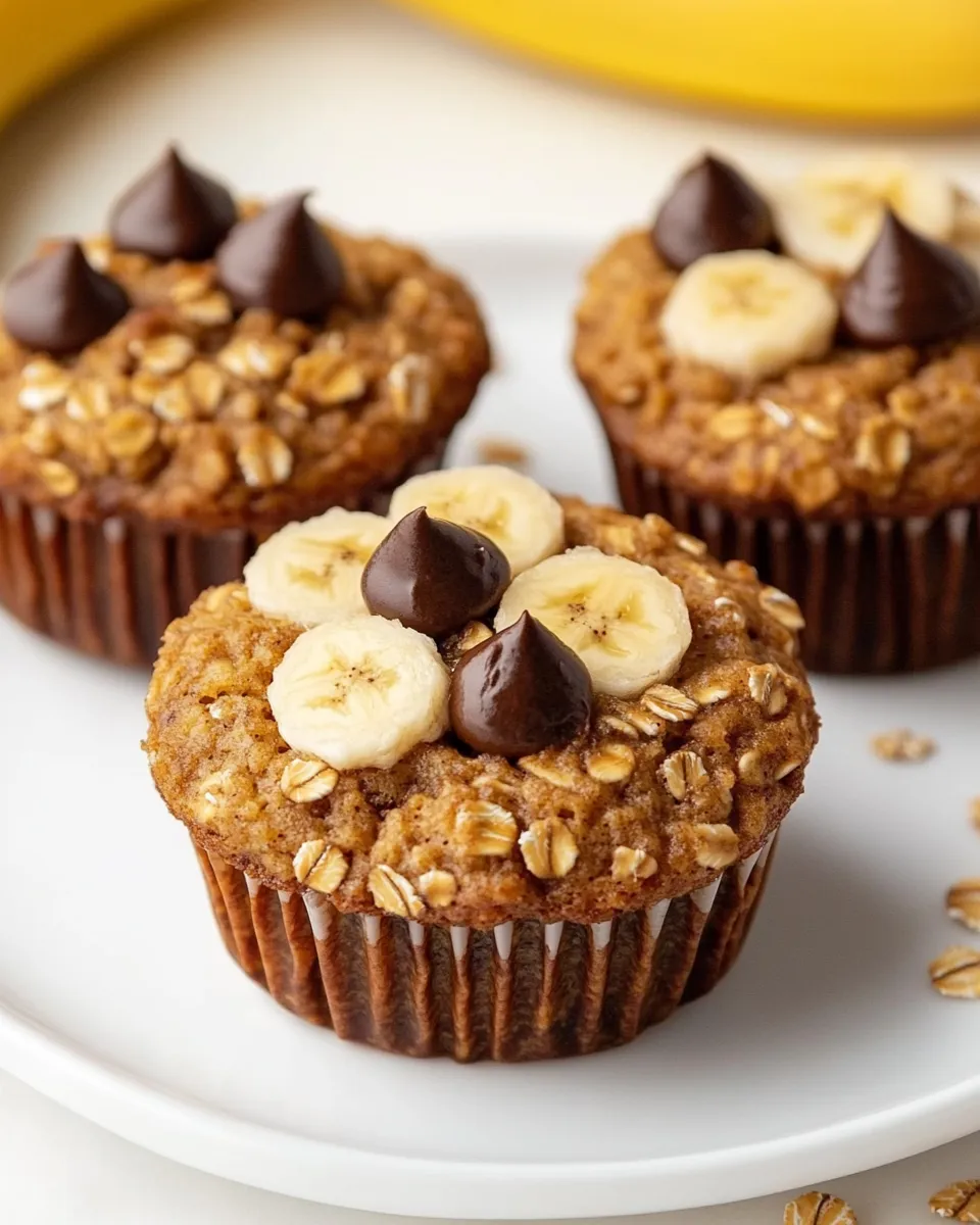 Classic Healthy Banana Baked Oatmeal Muffins image
