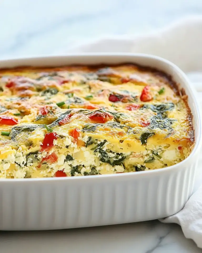 Homemade Healthy Breakfast Casserole with Spinach and Feta photo