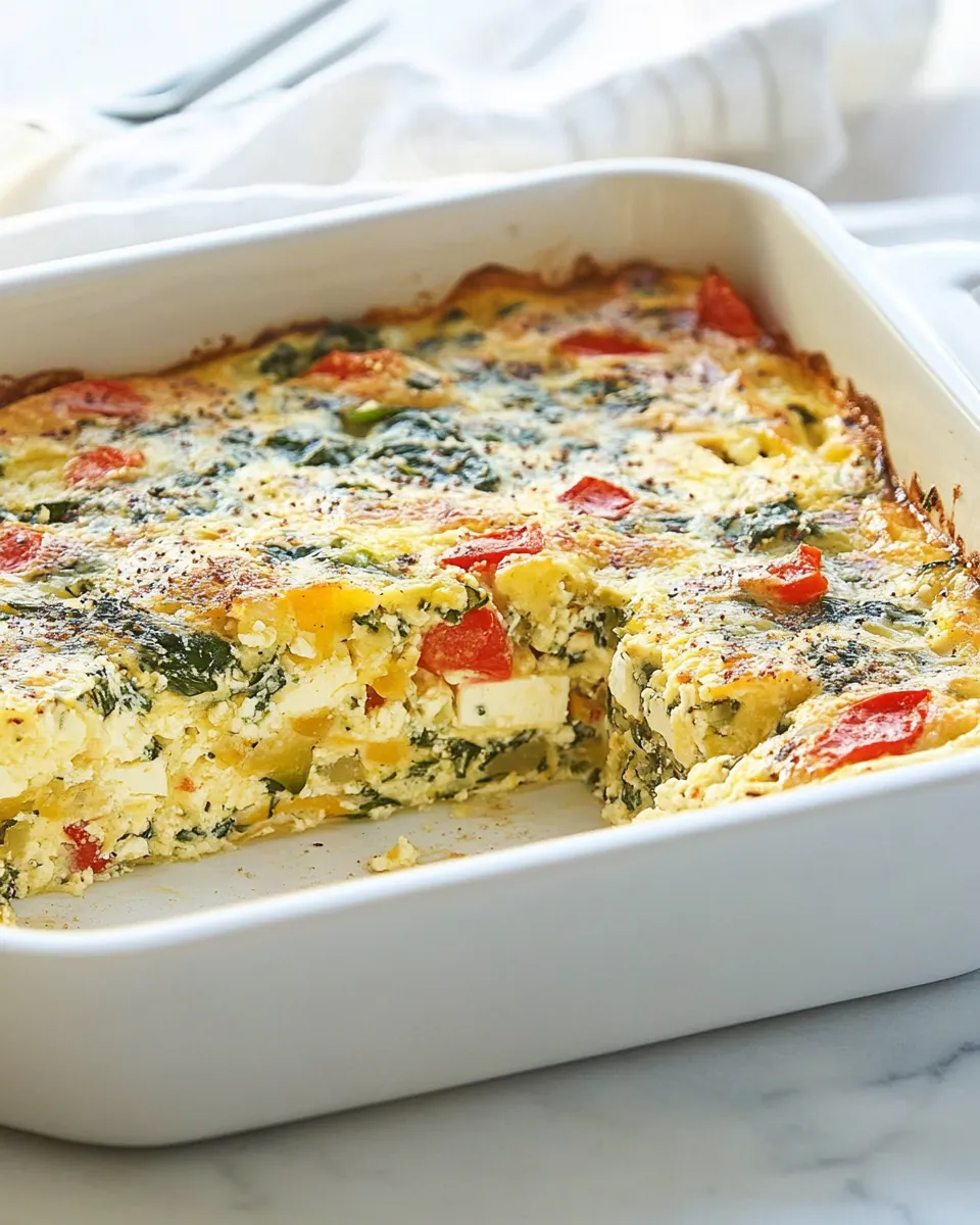 Delicious Healthy Breakfast Casserole with Spinach and Feta image