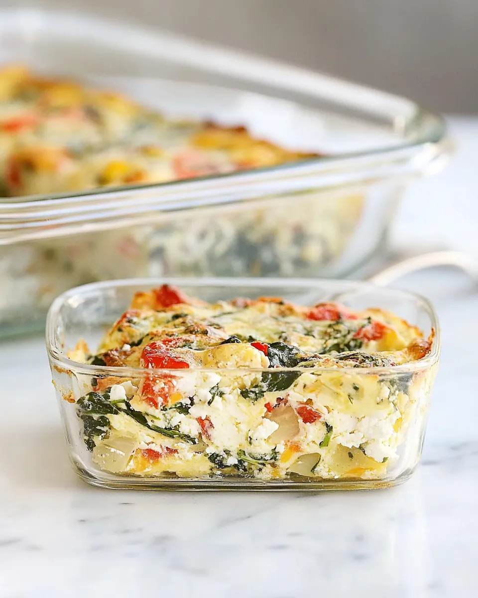 Savory Healthy Breakfast Casserole with Spinach and Feta shot