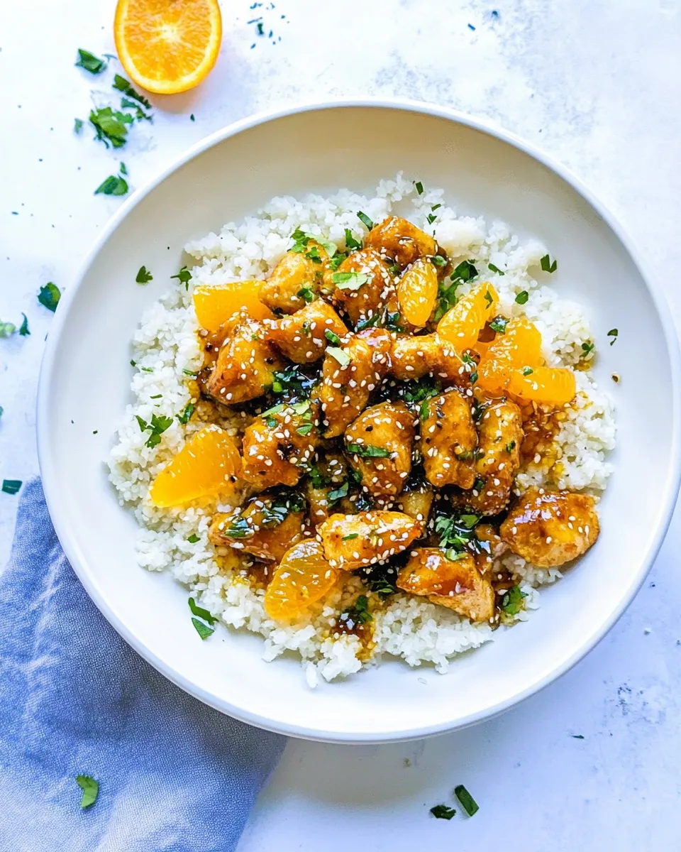 Savory Healthy Homemade Orange Chicken shot