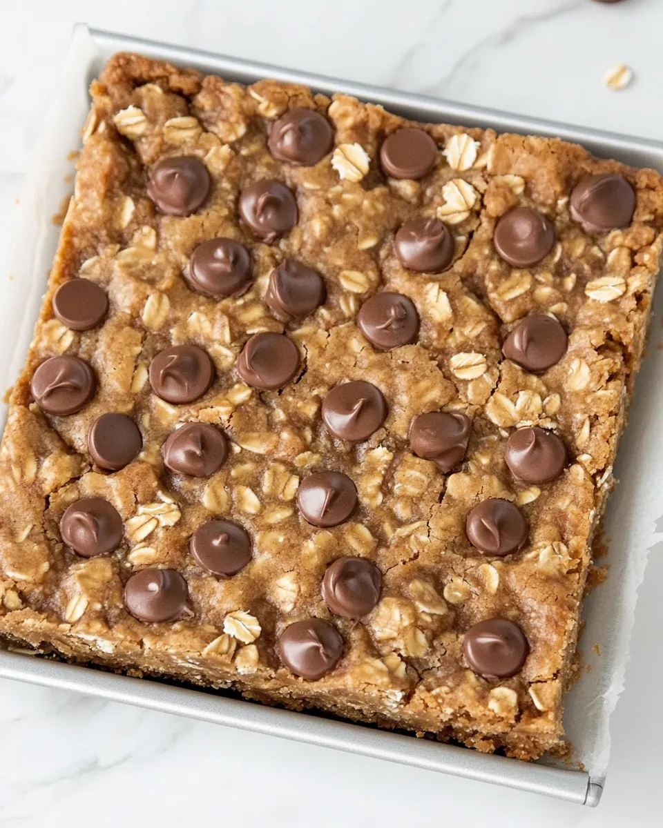 Homemade Healthy Peanut Butter Oatmeal Cookie Bars photo