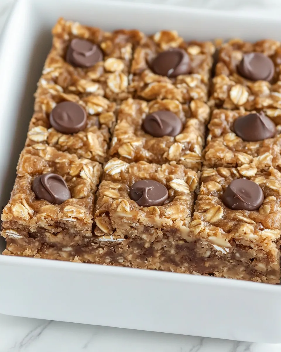 Easy Healthy Peanut Butter Oatmeal Cookie Bars shot