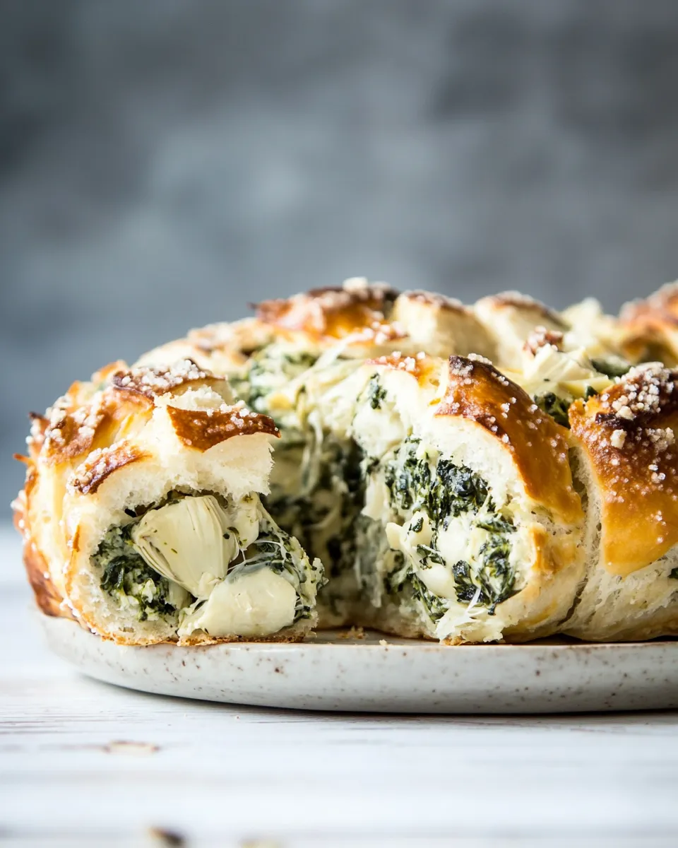 Best Herbed Spinach and Artichoke Pull Apart Pretzel Bread. recipe image
