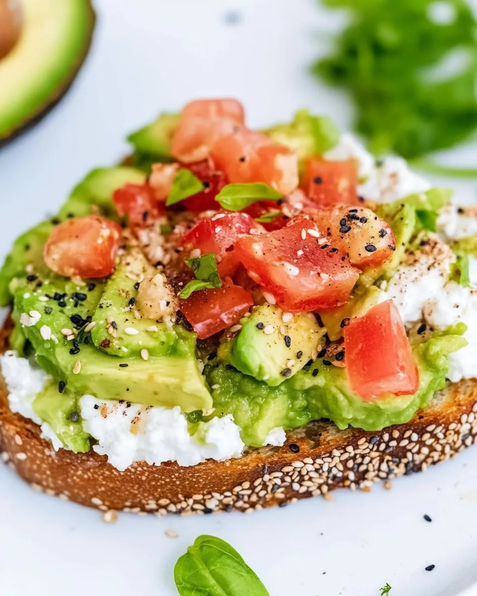 Healthy High Protein Cottage Cheese Avocado Toast recipe photo