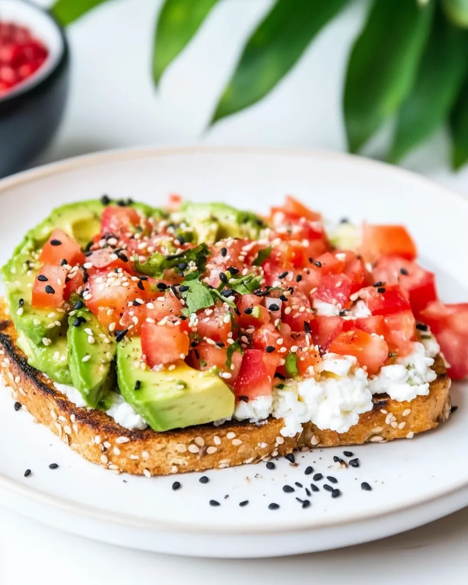 Quick High Protein Cottage Cheese Avocado Toast shot