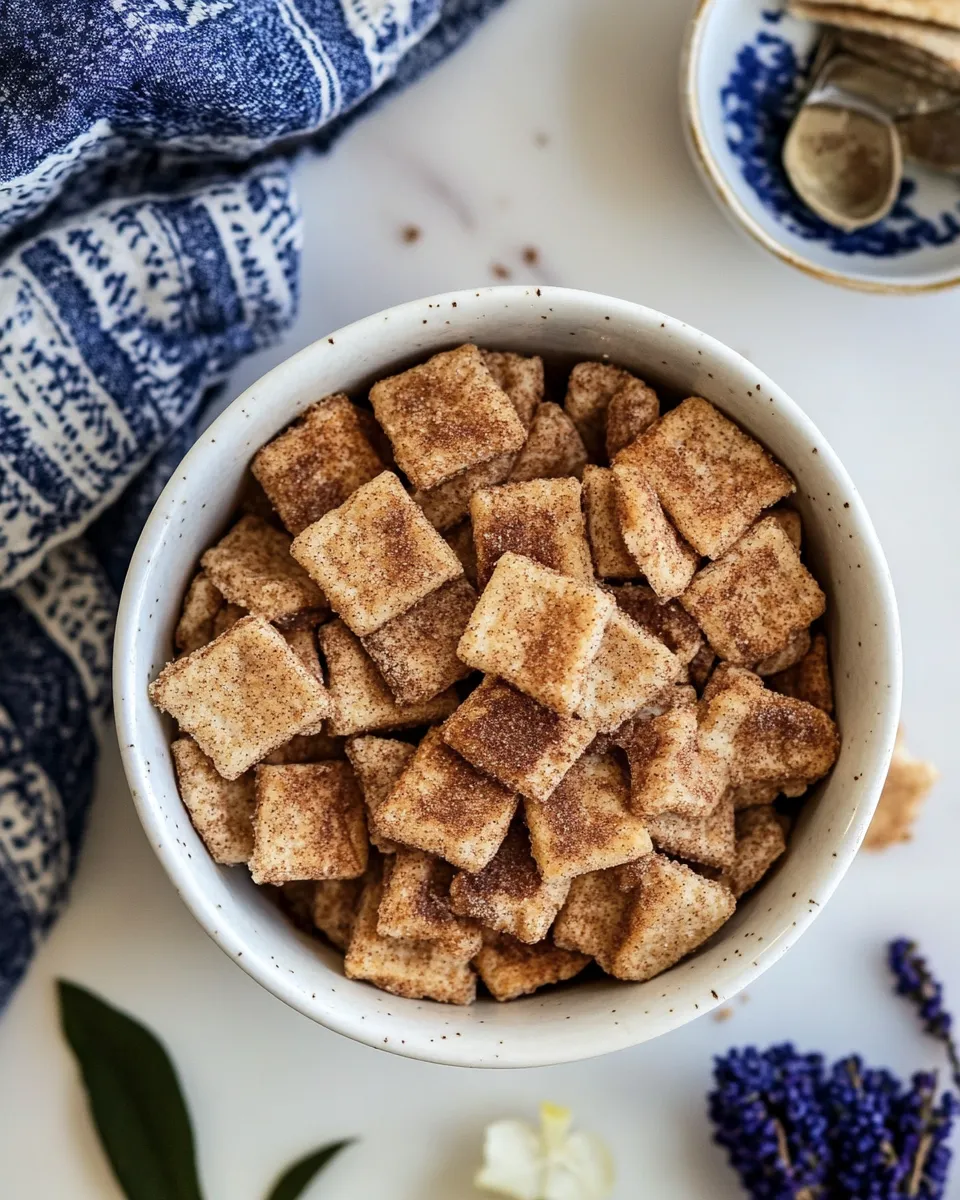 Fresh Homemade Cinnamon Toast Crunch. food shot
