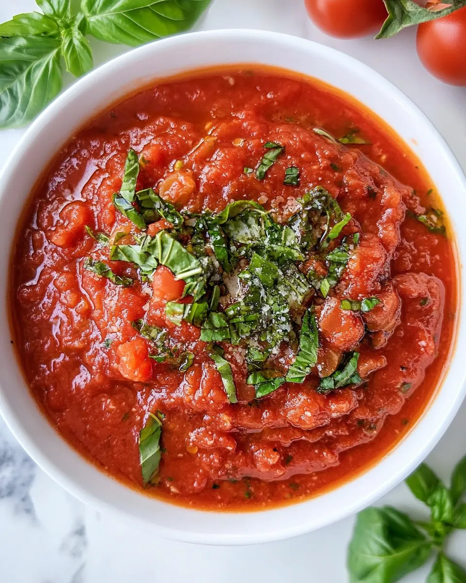 Delicious Homemade Marinara Sauce shot