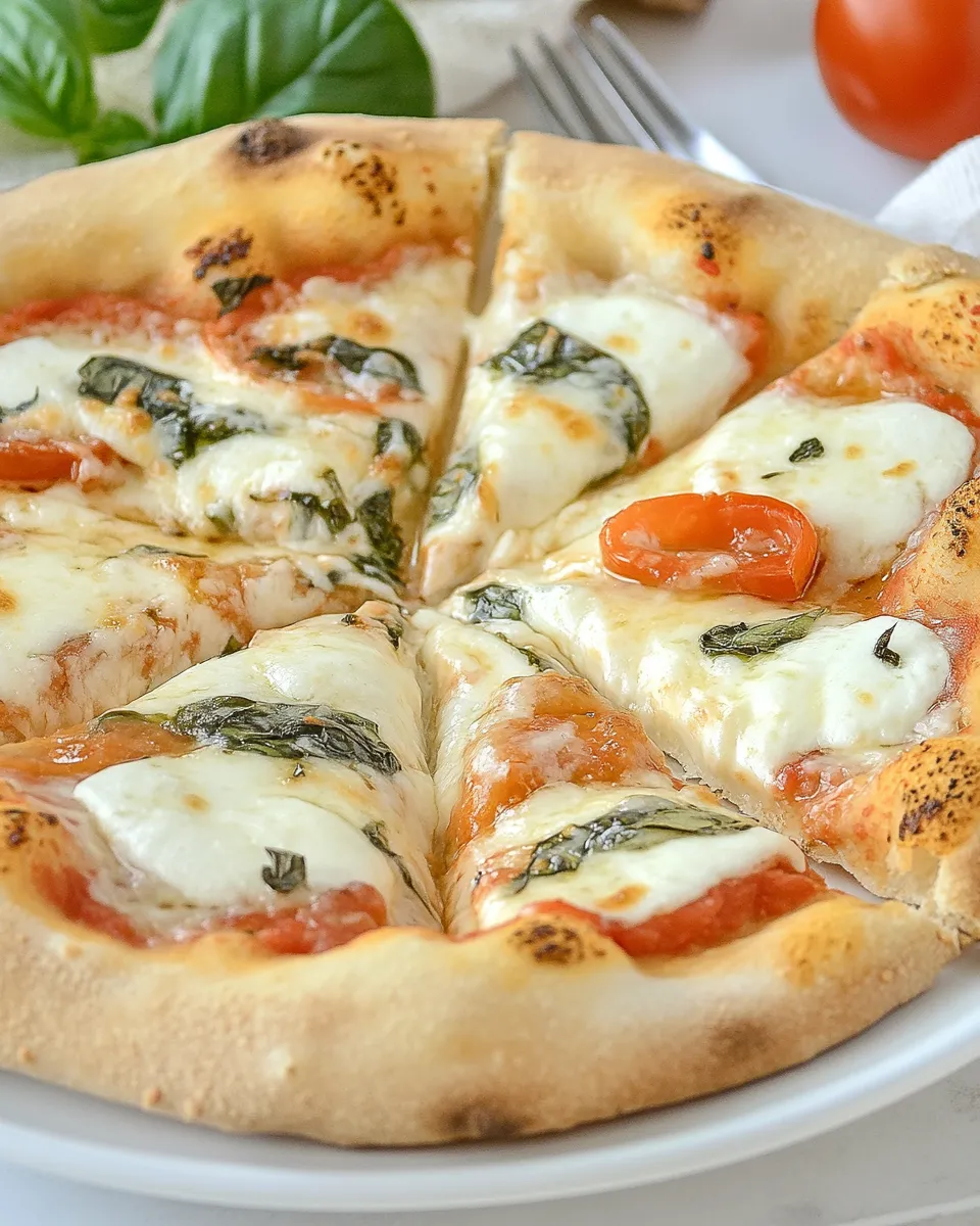 Quick Homemade Pizza Margherita food shot