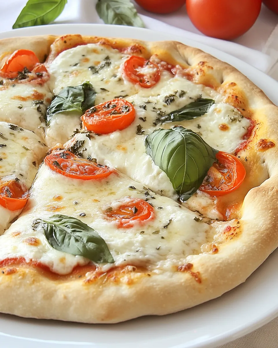 Tasty Homemade Pizza Margherita plate image