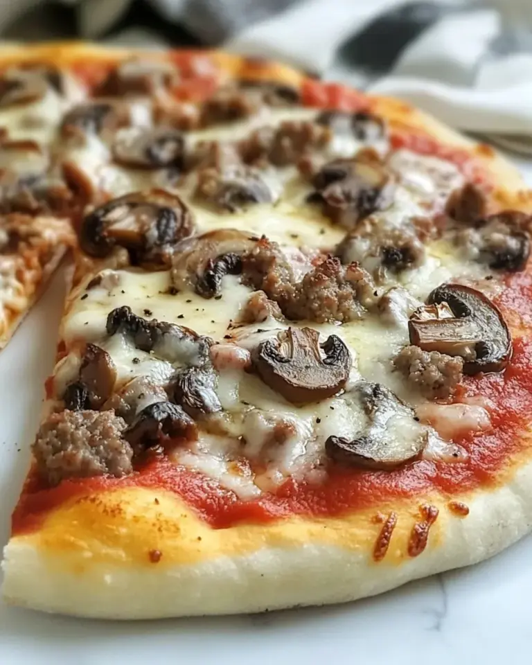 Homemade Sausage Mushroom Pizza photo