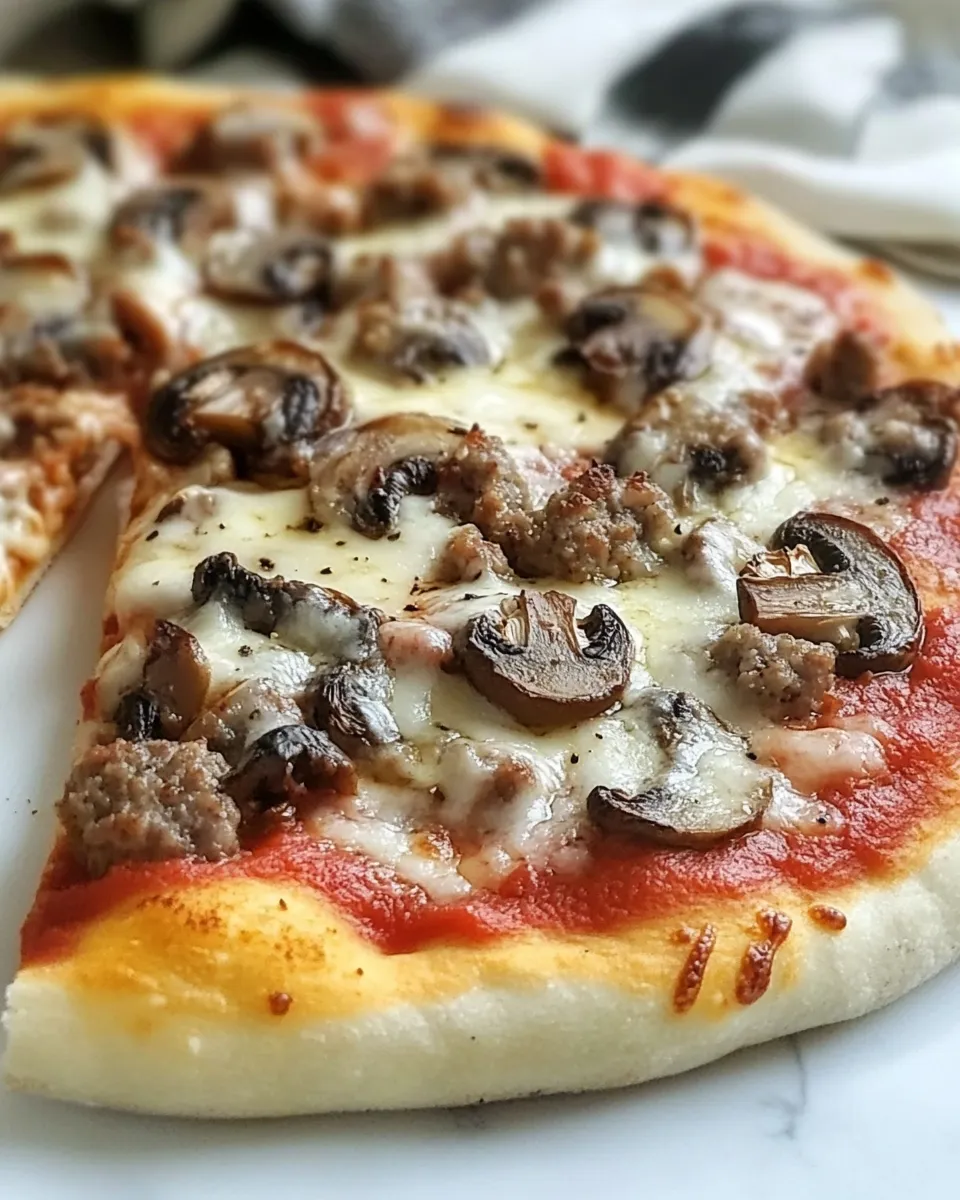 Homemade Sausage Mushroom Pizza photo