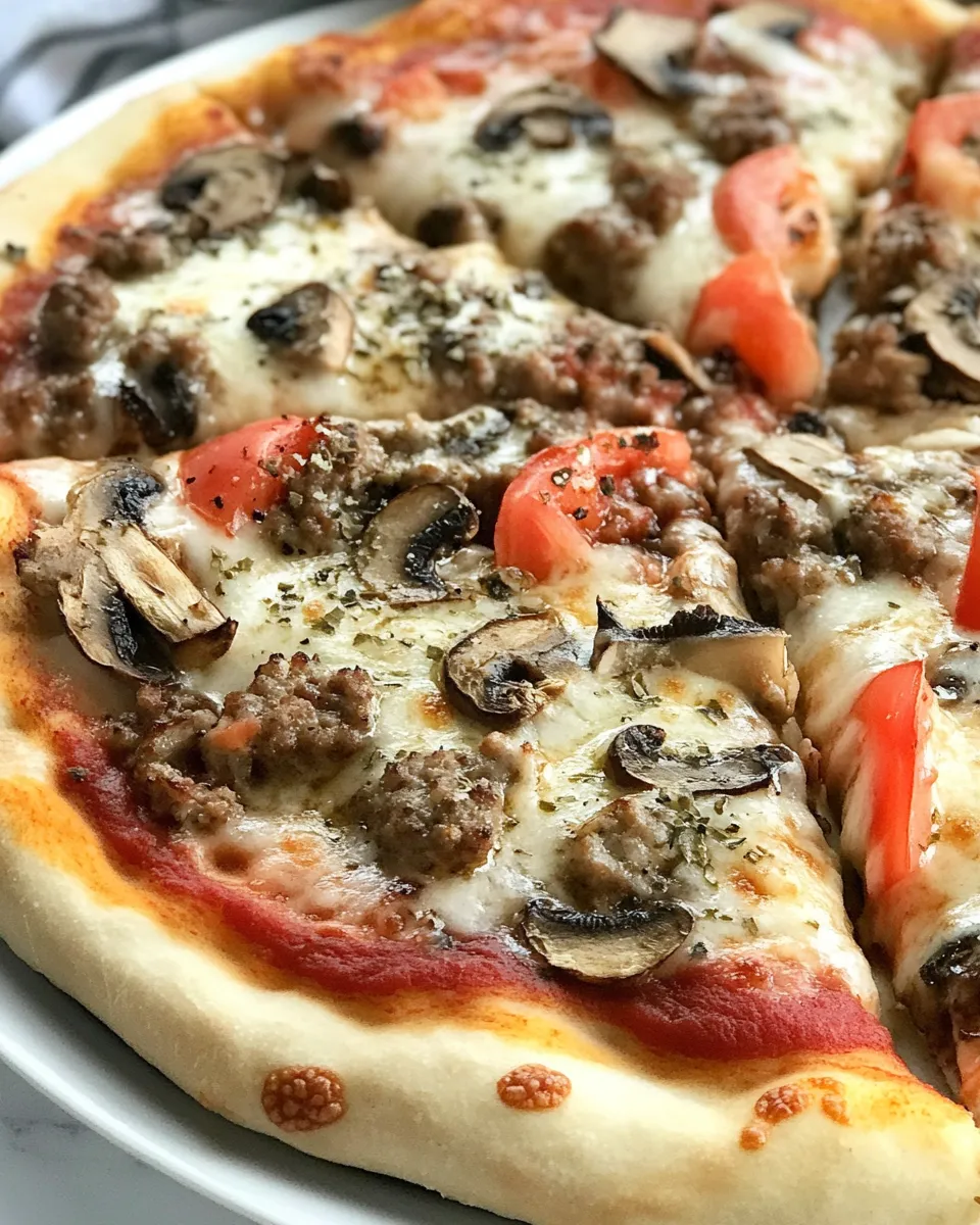 Easy Homemade Sausage Mushroom Pizza shot