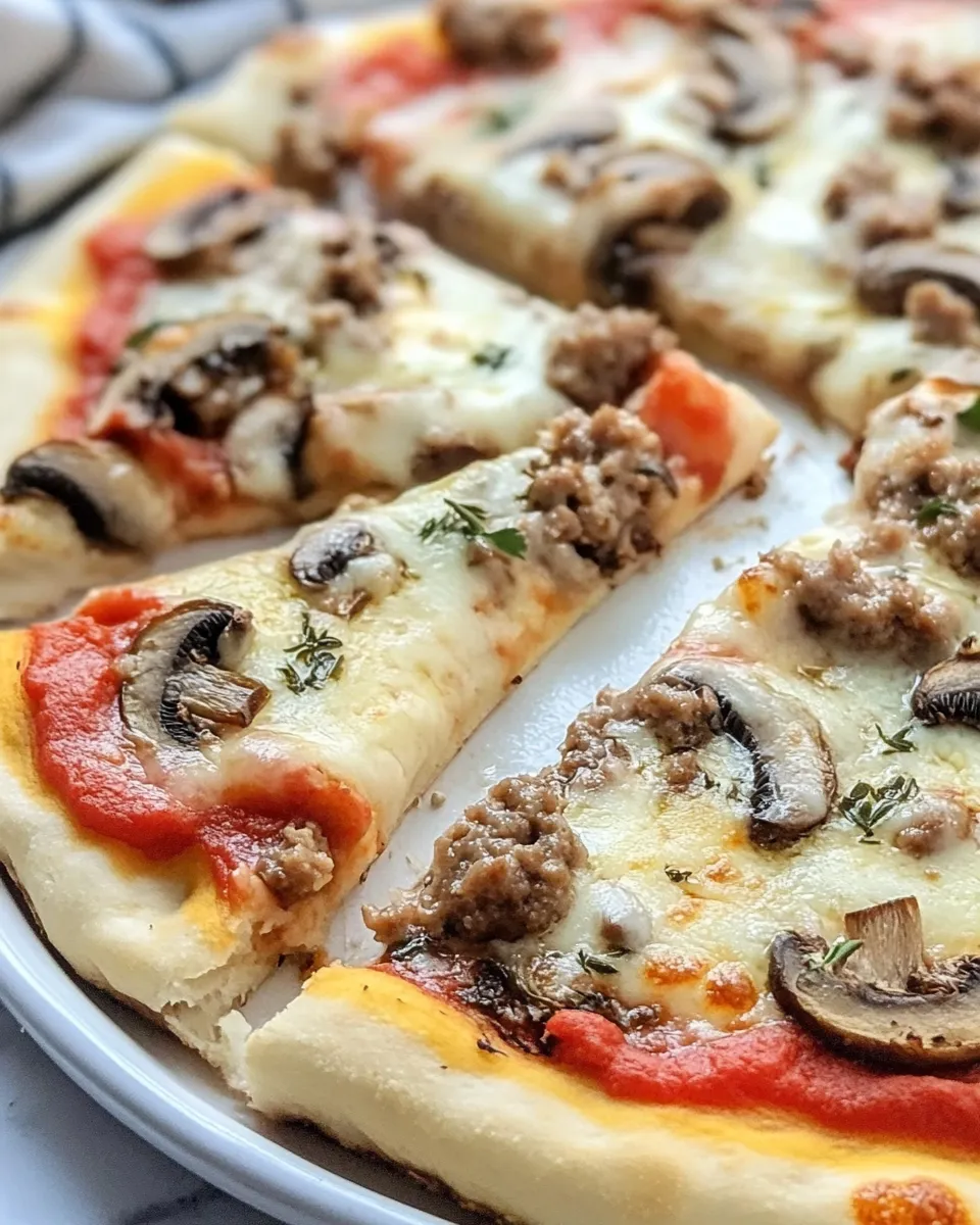 Healthy Homemade Sausage Mushroom Pizza dish image