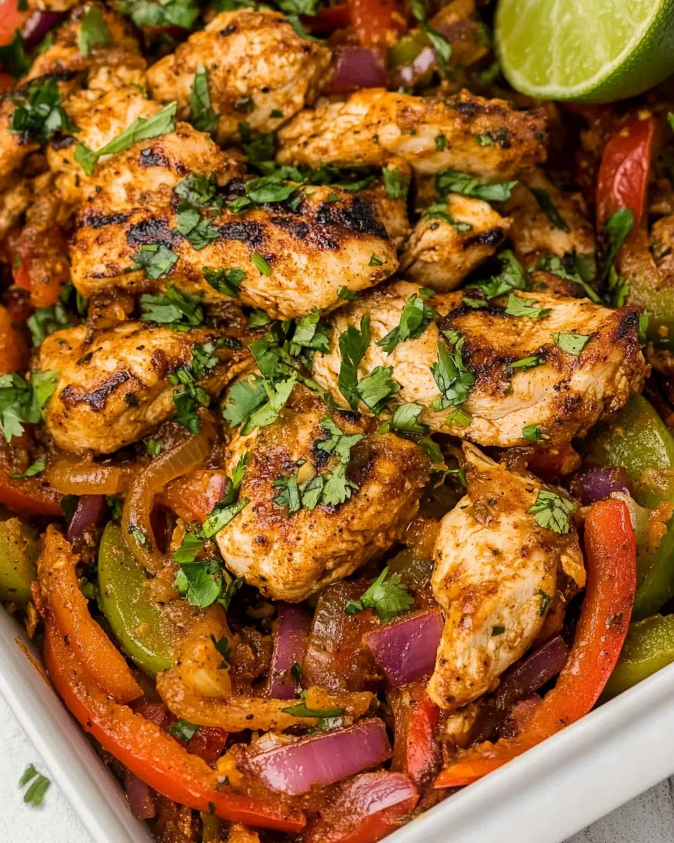 Healthy Honey Lime Baked Chicken Fajitas recipe photo