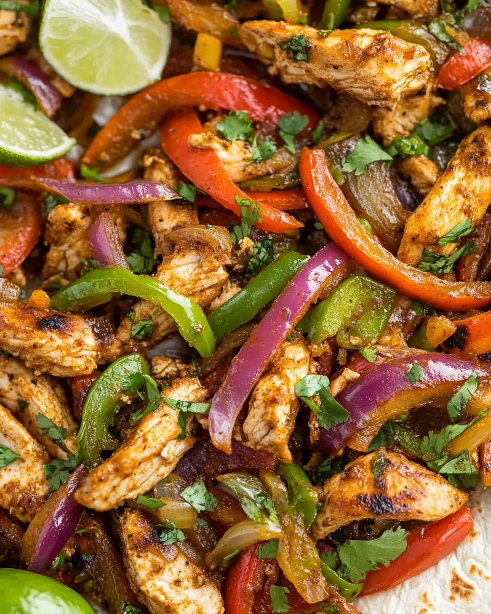 Savory Honey Lime Baked Chicken Fajitas shot
